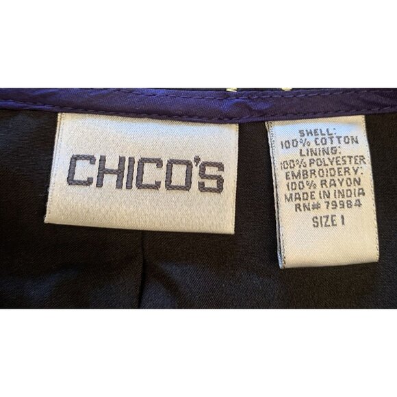 Women’s M Black Red Floral Jacket Embroidered Open Front Art to Wear Black boho - Picture 8 of 13